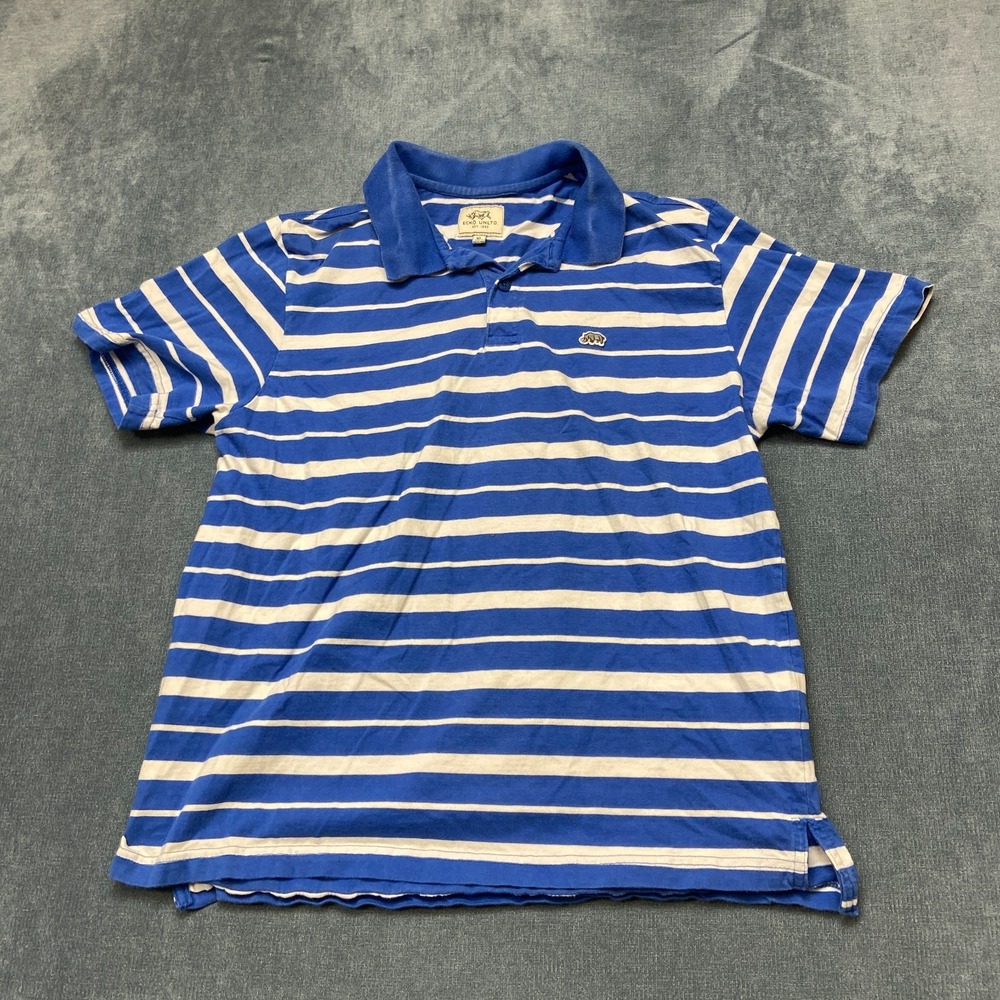Ecko Unltd Polo Shirt Mens XL Blue White Striped Performance Collared Casual
